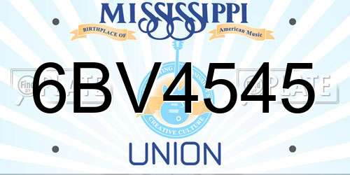 6BV4545 Mississippi License Plate