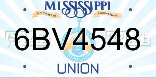 6BV4548 Mississippi License Plate