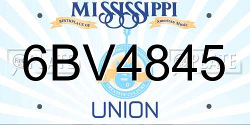 6BV4845 Mississippi License Plate