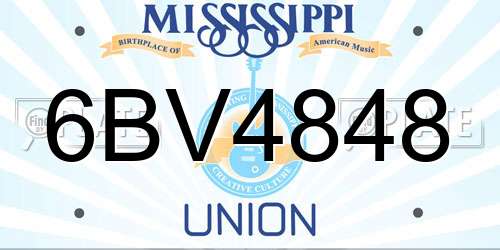 6BV4848 Mississippi License Plate