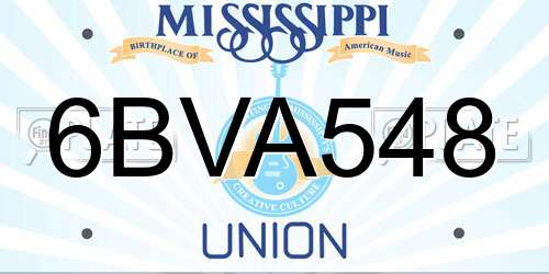 6BVA548 Mississippi License Plate