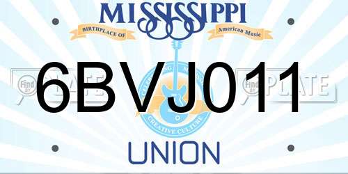 6BVJ011 Mississippi License Plate