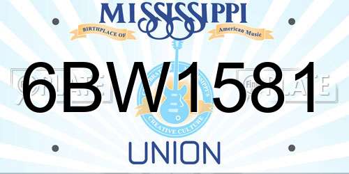 6BW1581 Mississippi License Plate