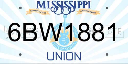 6BW1881 Mississippi License Plate