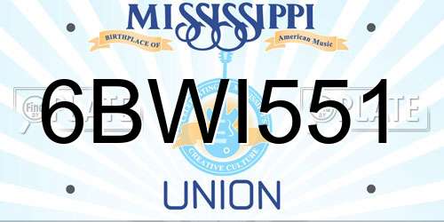 6BWI551 Mississippi License Plate
