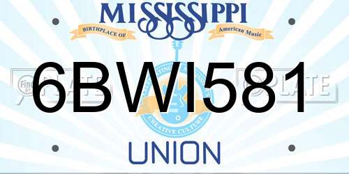 6BWI581 Mississippi License Plate