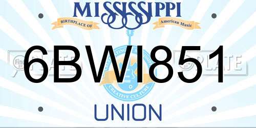 6BWI851 Mississippi License Plate
