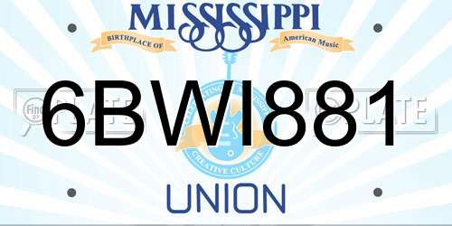 6BWI881 Mississippi License Plate