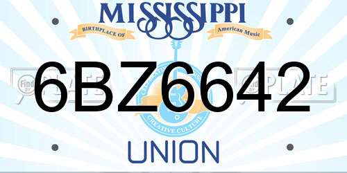 6BZ6642 Mississippi License Plate