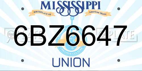 6BZ6647 Mississippi License Plate
