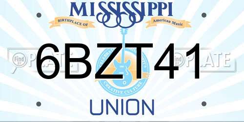6BZT41 Mississippi License Plate
