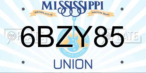 6BZY85 Mississippi License Plate