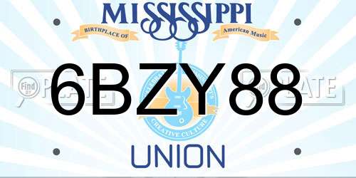6BZY88 Mississippi License Plate
