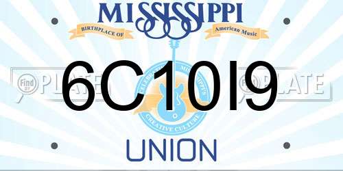 6C10I9 Mississippi License Plate