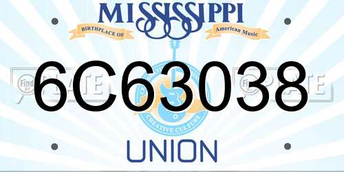 6C63038 Mississippi License Plate