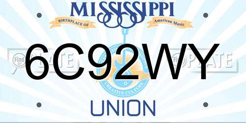 6C92WY Mississippi License Plate