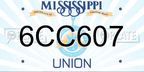6CC607 Mississippi License Plate