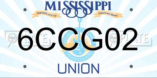 6CCG02 Mississippi License Plate