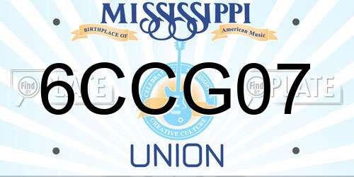 6CCG07 Mississippi License Plate