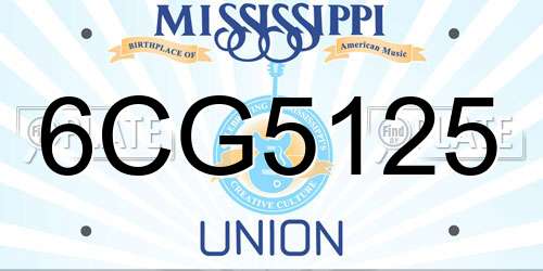 6CG5125 Mississippi License Plate