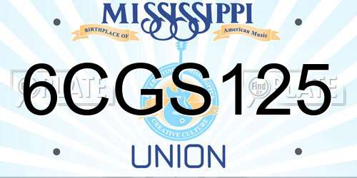 6CGS125 Mississippi License Plate