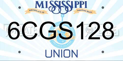 6CGS128 Mississippi License Plate