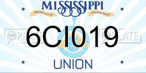 6CI019 Mississippi License Plate