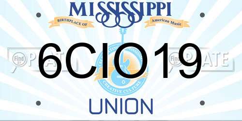 6CIO19 Mississippi License Plate