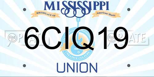 6CIQ19 Mississippi License Plate