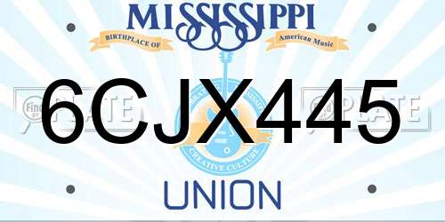 6CJX445 Mississippi License Plate