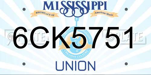 6CK5751 Mississippi License Plate
