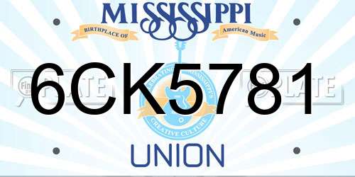 6CK5781 Mississippi License Plate