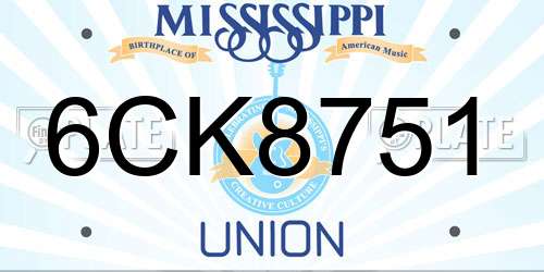 6CK8751 Mississippi License Plate