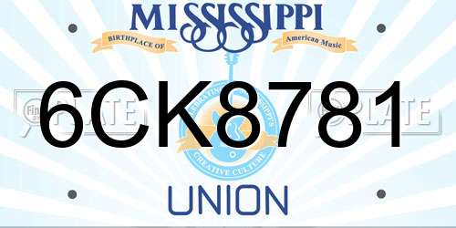 6CK8781 Mississippi License Plate