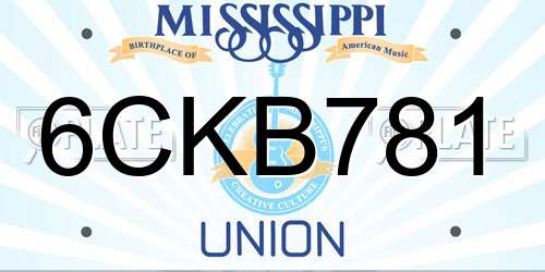 6CKB781 Mississippi License Plate