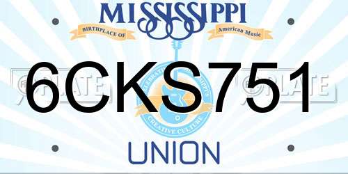 6CKS751 Mississippi License Plate