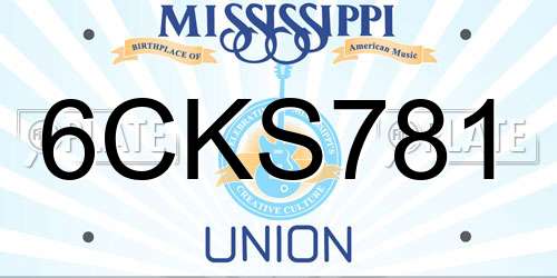 6CKS781 Mississippi License Plate