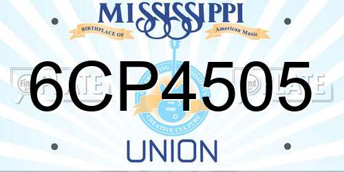 6CP4505 Mississippi License Plate