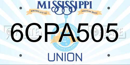 6CPA505 Mississippi License Plate