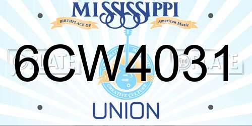 6CW4031 Mississippi License Plate