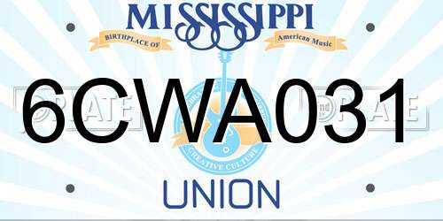 6CWA031 Mississippi License Plate