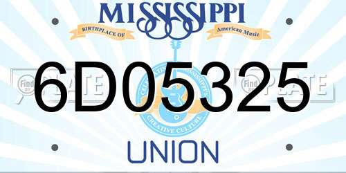 6D05325 Mississippi License Plate