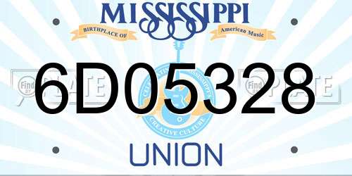 6D05328 Mississippi License Plate