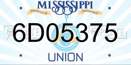 6D05375 Mississippi License Plate