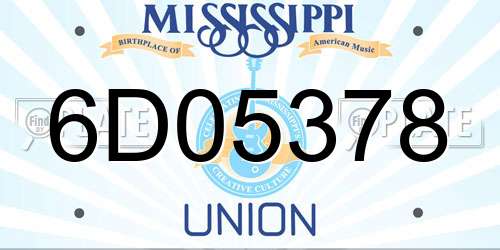 6D05378 Mississippi License Plate