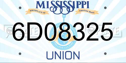 6D08325 Mississippi License Plate