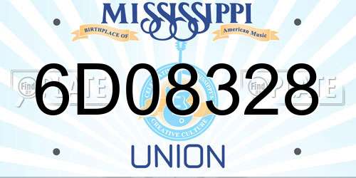 6D08328 Mississippi License Plate