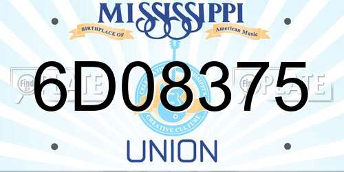 6D08375 Mississippi License Plate