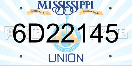 6D22145 Mississippi License Plate