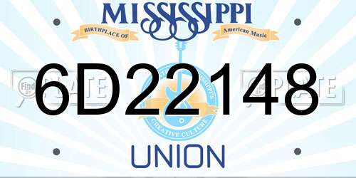 6D22148 Mississippi License Plate